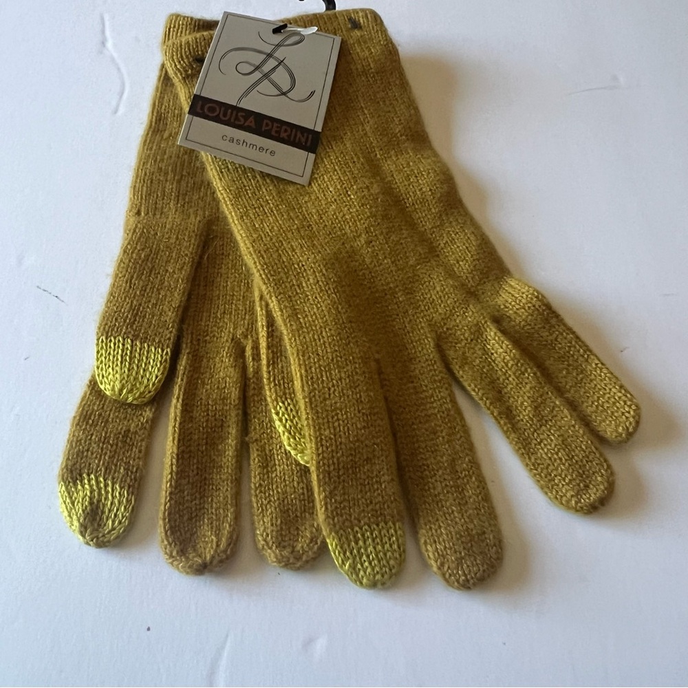 LOUISA PERINI WOMENS CASHMERE GLOVES GOLD OS NWT